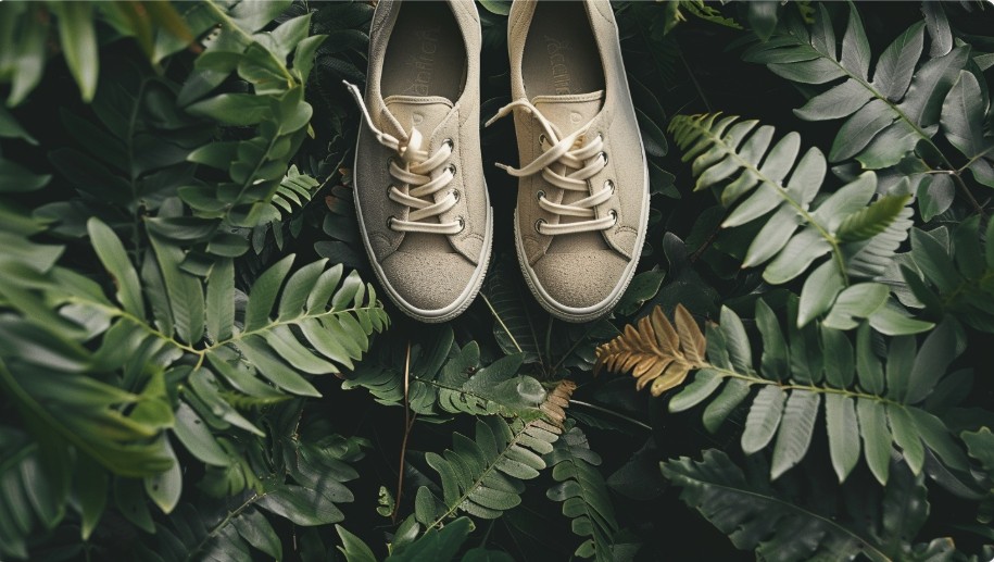 Eco-friendly flat-lay featuring the best sneakers 2025 in sustainable materials