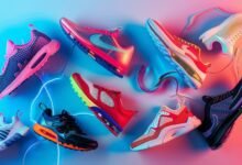 Flat-lay display featuring the best sneakers 2025 in trending colors