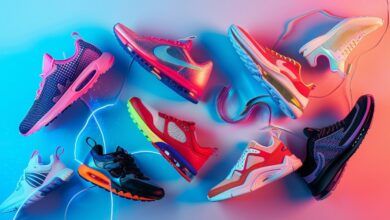 Flat-lay display featuring the best sneakers 2025 in trending colors