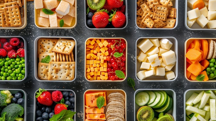 Bento-style snack boxes created for healthy school lunches