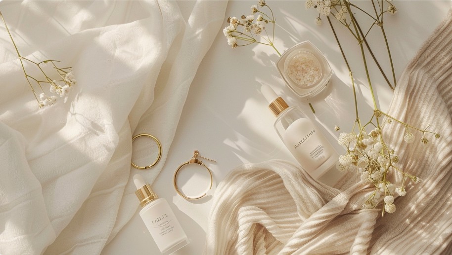 Clean girl aesthetic flat-lay for the style aesthetic quiz