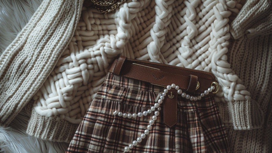 Preppy fashion flat-lay for the style aesthetic quiz