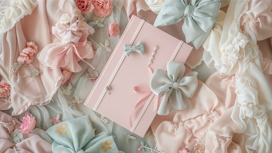 Soft girl fashion flat-lay for the style aesthetic quiz