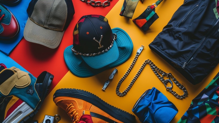 Streetwear accessories flat-lay for the style aesthetic quiz