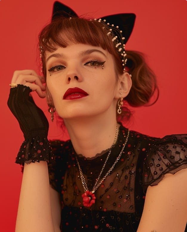 Babydoll top styled with minimal jewelry fashion editorial