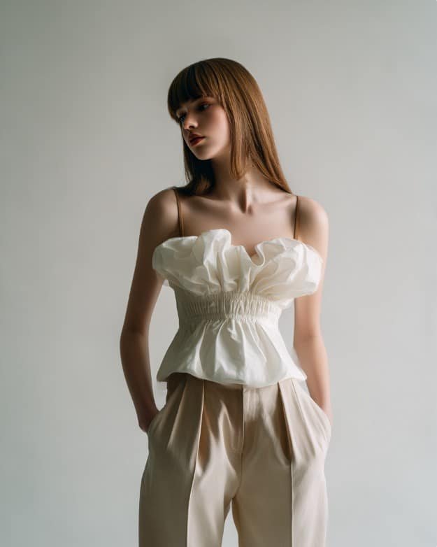 Lightweight babydoll top fabric example