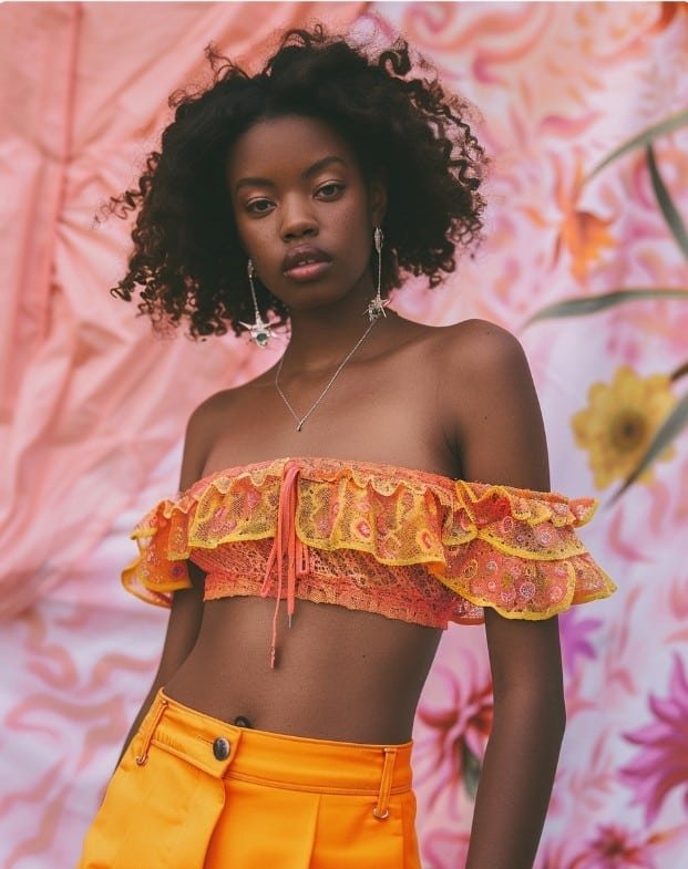 Luxury editorial showing babydoll top styling across seasons
