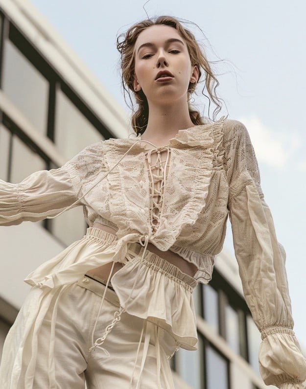 Babydoll top outfit showing proportion styling mistakes fashion editorial example