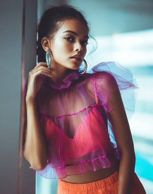 Babydoll top casual outfit luxury street style editorial