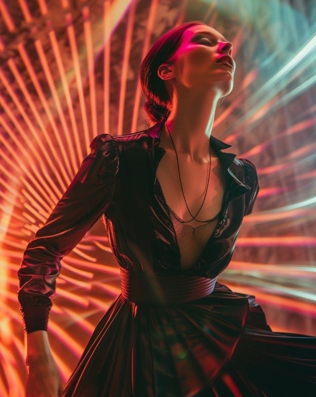 Satin babydoll top styled for luxury evening outfit