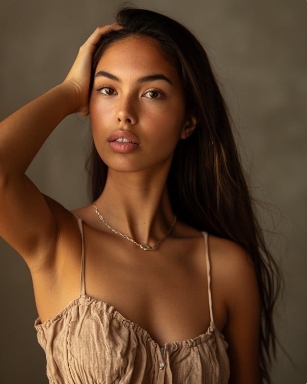 Luxury editorial babydoll top fashion portrait studio photo