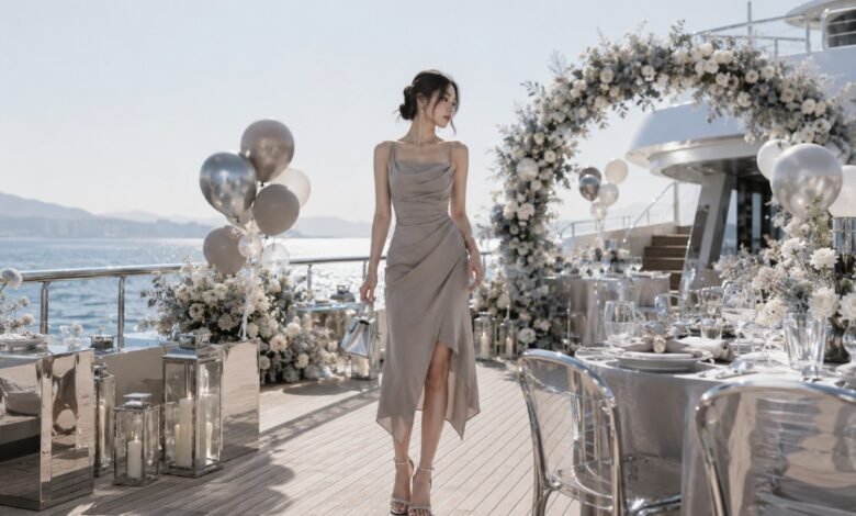 Acubi wedding guest dress idea with modern fashion styling and polished celebration-ready details