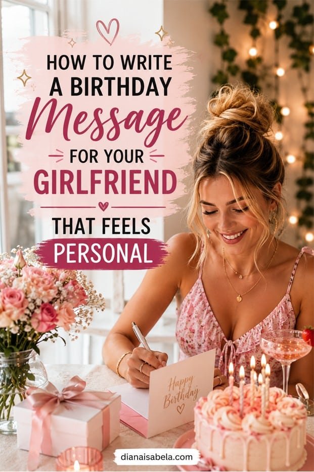 Birthday message for girlfriend ideas with a bright romantic celebration style
