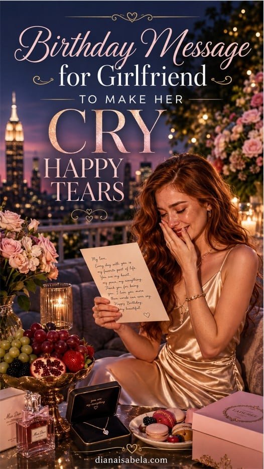 Birthday message for girlfriend to make her cry happy tears with deep romantic wording ideas