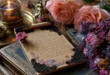 Birthday poem for girlfriend with handwritten love note and romantic flower details