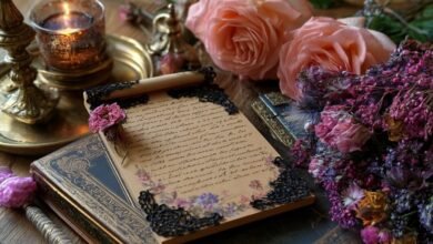 Birthday poem for girlfriend with handwritten love note and romantic flower details