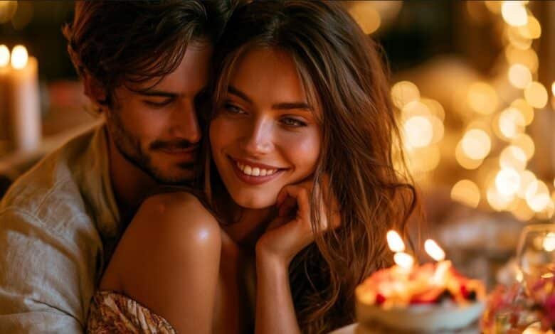 Birthday quotes for girlfriend with romantic candlelight celebration and sweet love lines