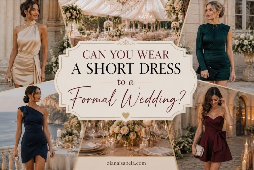 Short formal wedding guest dresses styled with elegant fabrics, refined accessories, and polished celebration looks