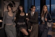 Four stylish girls in different fashion aesthetics posing in a city loft for a fashion quiz about personal style