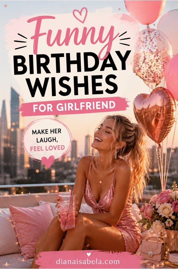 Funny birthday wishes for girlfriend with a playful rooftop celebration
