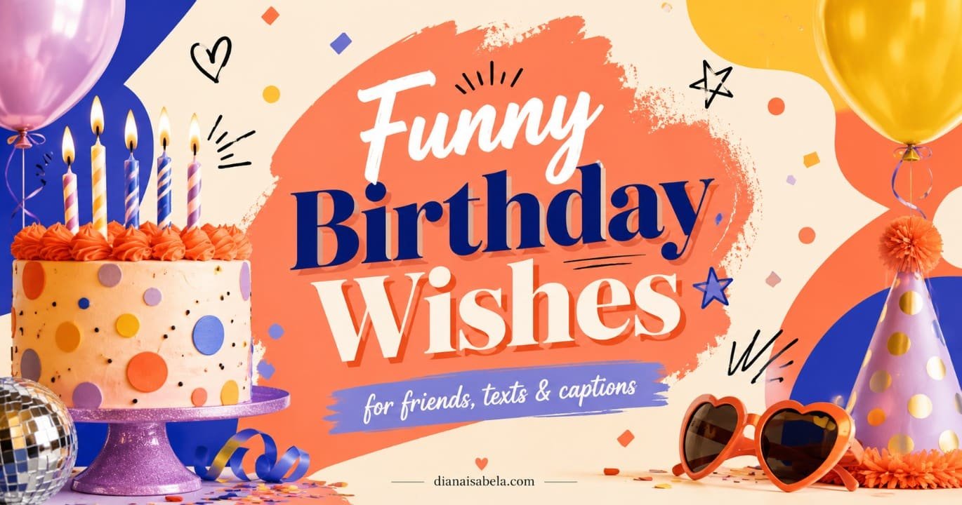 Funny birthday wishes for friends, texts, cards and social media captions