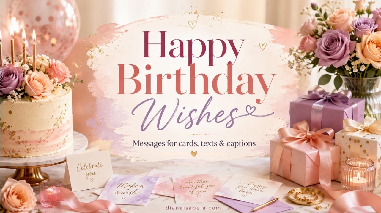Happy birthday wishes for cards, texts and social media captions