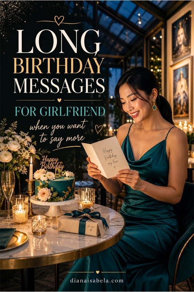 Long birthday messages for girlfriend with an elegant birthday celebration
