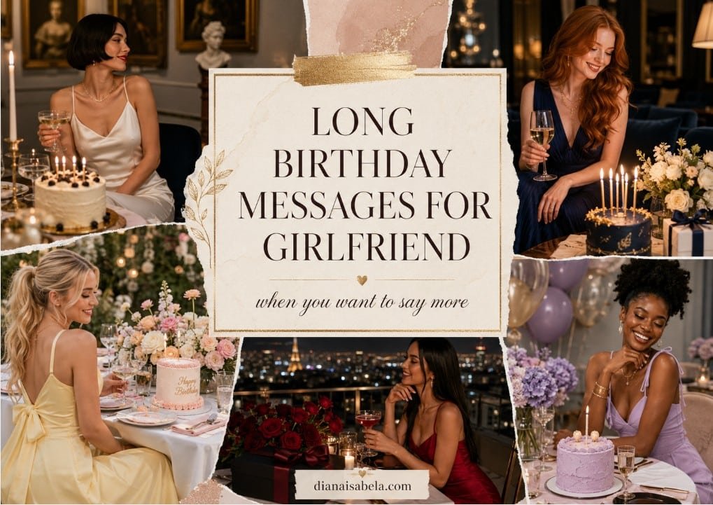 Long birthday messages for girlfriend with elegant celebration ideas