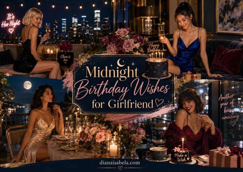 Midnight birthday wishes for girlfriend with romantic night celebration ideas