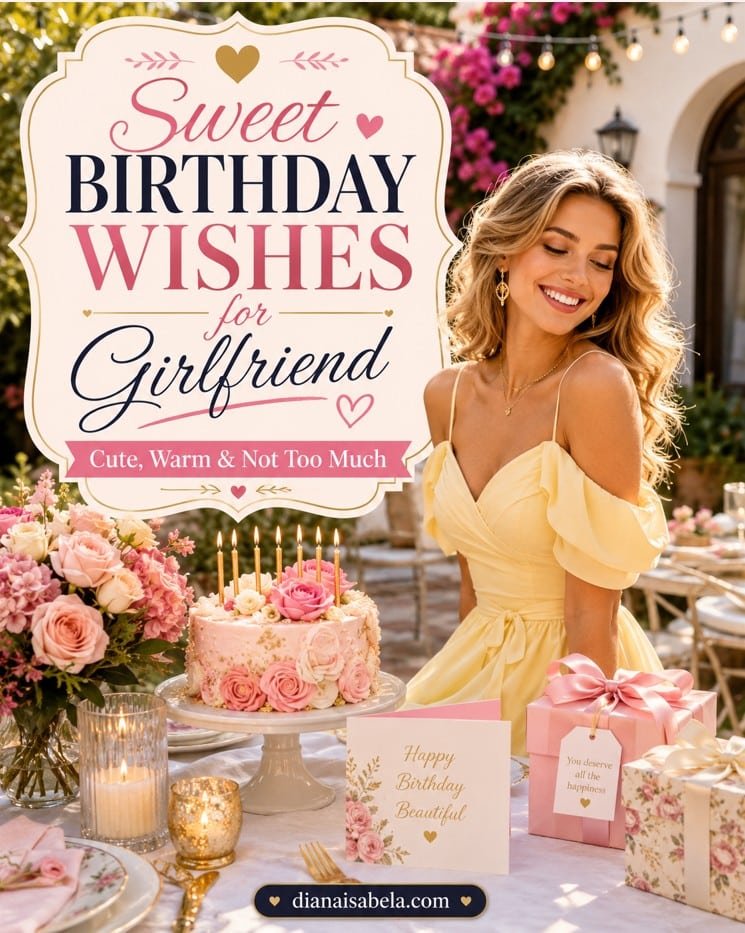 Sweet birthday wishes for girlfriend with a bright garden celebration