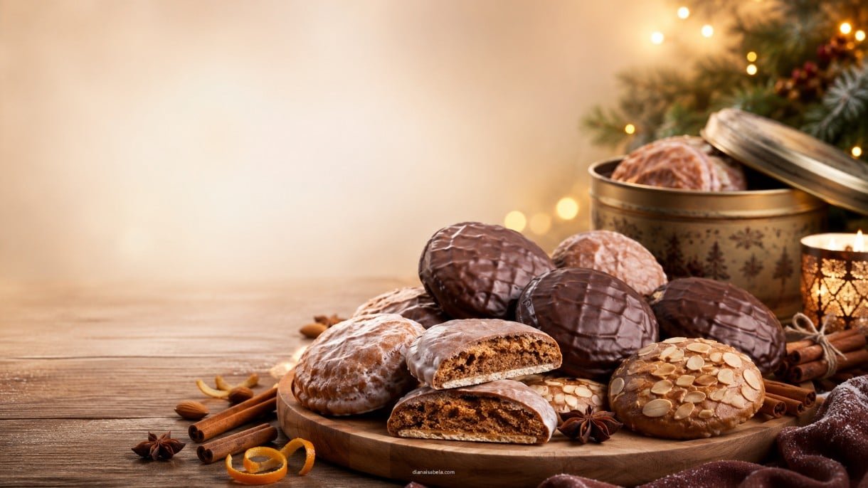 Assorted glazed, chocolate-covered and nut-rich German Lebkuchen