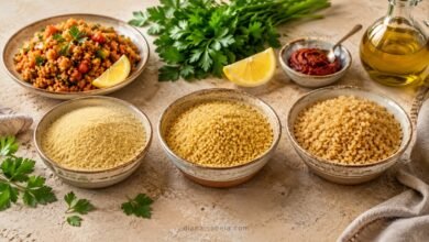 Fine, medium and coarse bulgur compared for making Turkish kisir salad