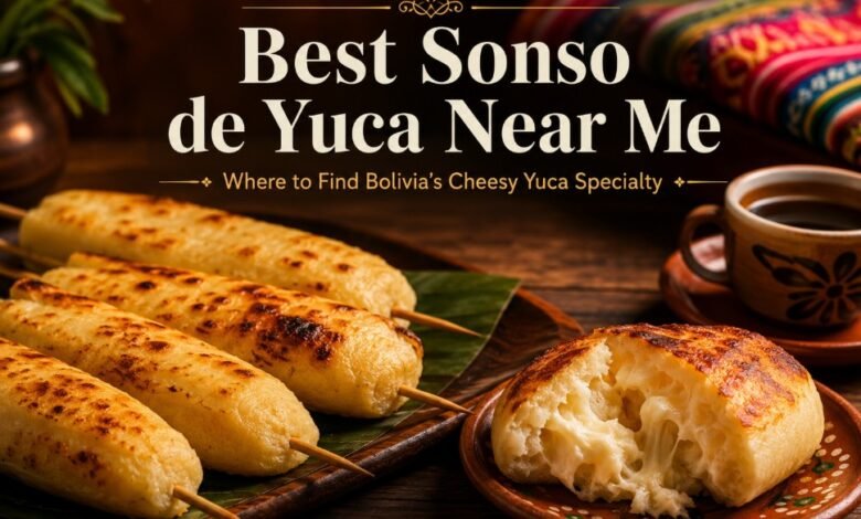 Grilled Bolivian sonso de yuca with melted cheese, coffee and traditional table details