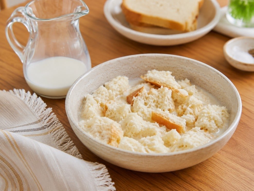 Soft white bread soaked in milk for turkey kotleti