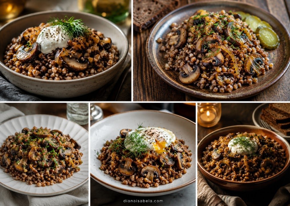 Buckwheat with mushrooms and onions as a cozy Eastern European pantry meal