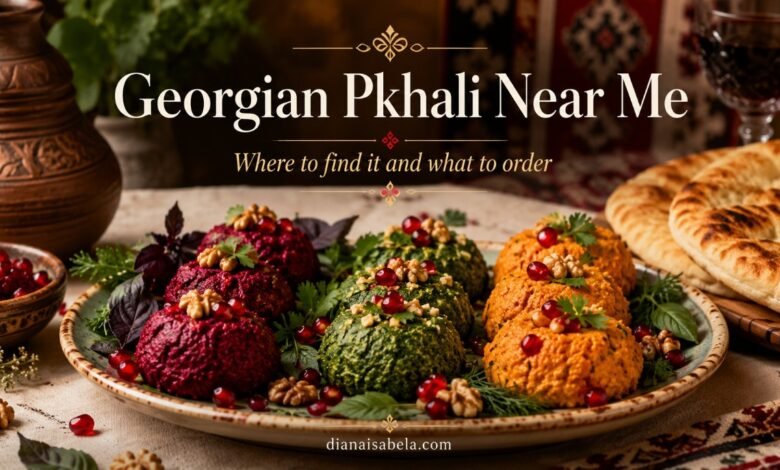 Georgian pkhali platter with beet, spinach and carrot varieties, walnuts, pomegranate and fresh Georgian bread
