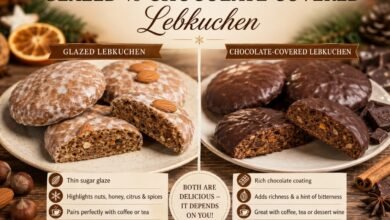 Glazed and chocolate-covered Lebkuchen compared by coating, texture, flavor and serving style