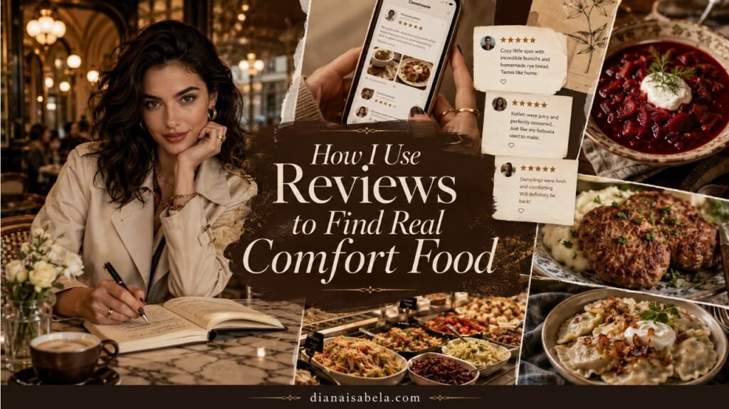 Stylish guide to using reviews, restaurant photos and local food comments to find real comfort food with borscht, kotleti, dumplings and deli dishes