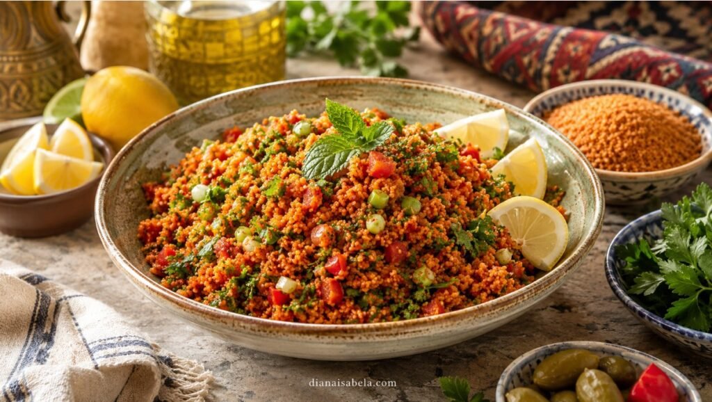 Kisir Bulgur Salad Near Me: Restaurants, Prices and Ordering Guide 9 Traditional Turkish kisir bulgur salad with lemon, parsley and fine bulgur