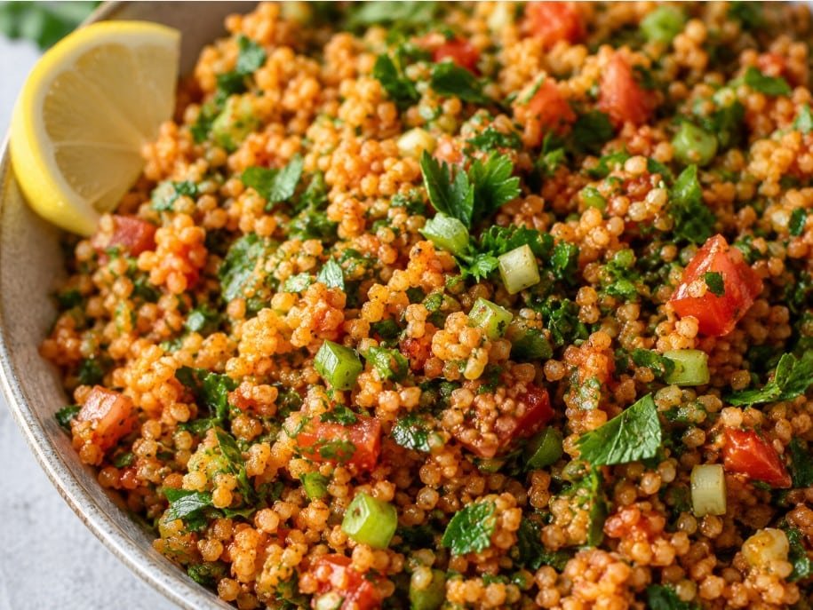 Kisir Bulgur Salad Near Me: Restaurants, Prices and Ordering Guide 3 Close view of kisir salad made with fine bulgur, tomatoes and herbs