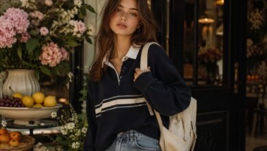 Real school outfit with relaxed jeans, stylish layers, sneakers, backpack, campus flowers, and cute teen style that feels effortless