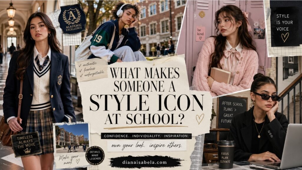 What Makes Someone a Style Icon at School? 2 School style icon inspiration with preppy, sporty, romantic, and cool teen outfits showing confidence, individuality, and personal style