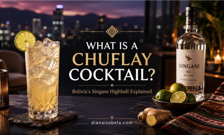 Chuflay cocktail made with Bolivian Singani, ginger ale, fresh lime, and ice