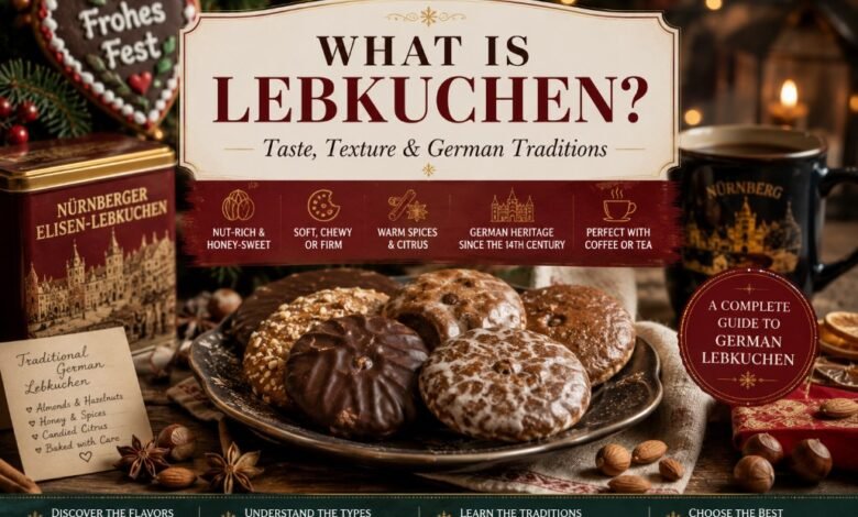 Traditional German Lebkuchen with chocolate, sugar glaze, nuts and warm spices
