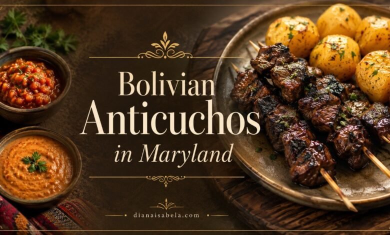 Bolivian anticuchos with grilled beef heart, golden potatoes, llajua and peanut chile sauce in Maryland