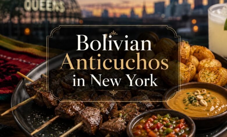 Bolivian anticuchos with grilled beef heart, golden potatoes, peanut sauce and llajua in New York