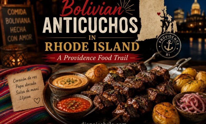 Bolivian anticuchos with grilled beef heart, golden potatoes, llajua and peanut sauce in Providence, Rhode Island