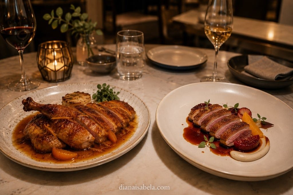 Classic and modern restaurant interpretations of duck à l’orange