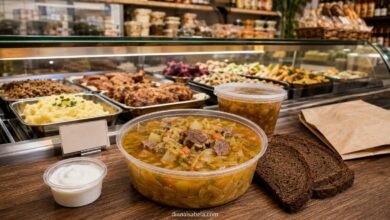 Shchi at a Russian or Ukrainian deli prepared-food counter