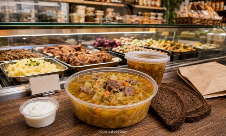 Shchi at a Russian or Ukrainian deli prepared-food counter